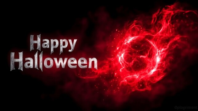 Happy Halloween spooky typography text design on dark background