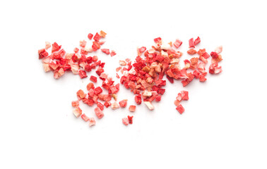 scattered pieces of dry strawberries