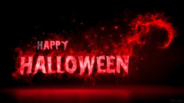 Happy Halloween spooky typography text design on dark background