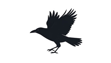 Obraz premium Silhouette of a flying crow