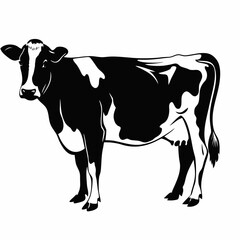 black and white cattle cow silhouette