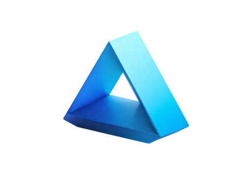 a blue triangle icon on a white background, isolated on a transparent background in PNG format.