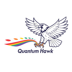 Fototapeta premium Quantum Hawk Particle Trail Mascot Logo Vector Illustration for Futuristic Esports and Modern Branding Design