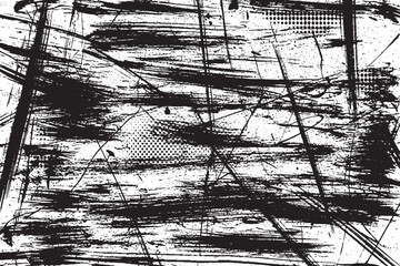 Abstract Black and White Grunge Scratch and Halftone Texture

