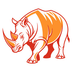 Flame Rhino Stylized Linework Orange Gradient Mascot Logo Vector Illustration for Esports and Modern Branding Design

