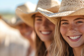 Sunshine Smile: capturing the essence of a carefree moment, with sun-kissed skin, straw hat and radiating genuine happiness.