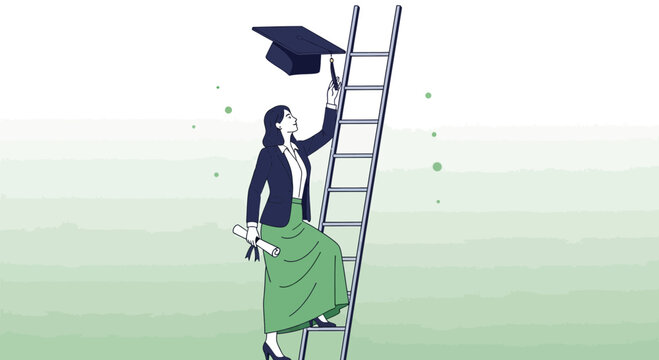 Student Reaching For Education: Achieving Graduation, Knowledge, Success And Aspirations