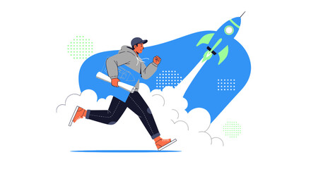 Startup Launch: A Determined Figure Embarks On A Mission To Achieve Success With Innovation