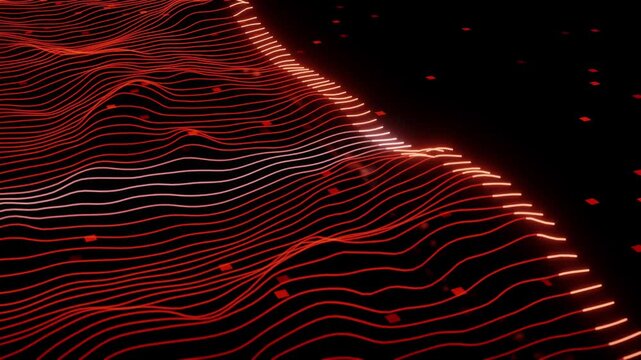 Abstract animation of glowing curves of topographic electrical pulses
