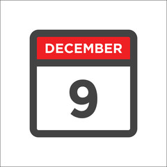 December 9 calendar icon with day of month