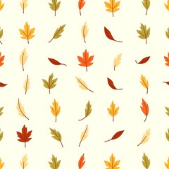 Autumn, Fall, leaves, pattern, repeating, seamless, stylized, graphic, illustration, nature, seasonal, botanical, foliage, simple, minimal, flat design, modern.