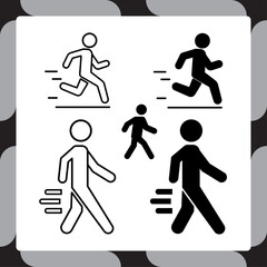 Man stands, walk and run icon set . People symbol . Vector illustration. white background
