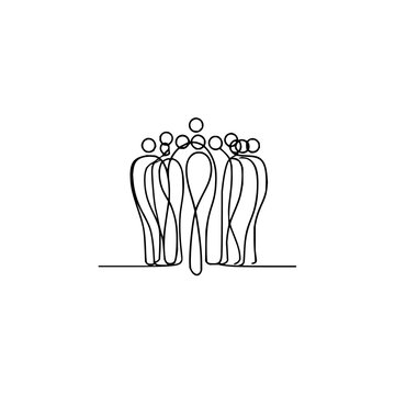 Continuous line drawing of group of people community teamwork collaboration unity connection abstract illustration