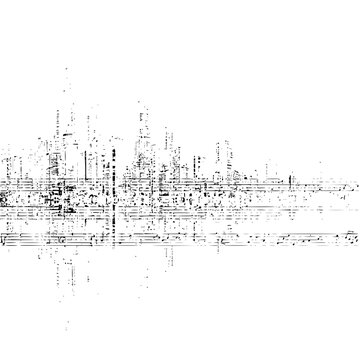 Abstract black and white cityscape skyline vector illustration urban architecture design concept art drawing image