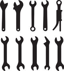 Wrenches Set Collection Black and White