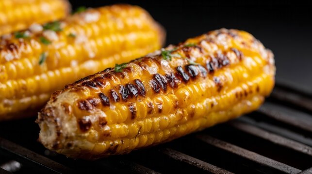 Grilled corn on the cob sizzling with savory char, perfect for summer cookouts and harvest festivals
