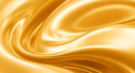 Fototapeta premium Golden liquid flowing and swirling with elegant curves and highlights, creating a luxurious abstract background