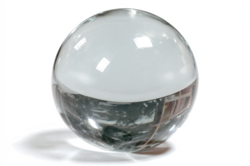 Crystal ball on white background a clear glass sphere with reflections perfect for fortune telling or abstract concepts