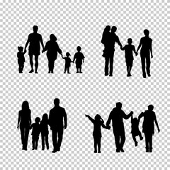 Family silhouette of father, mother, and child isolated on transparent background