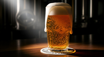 Delicious Frothy Beer, Brewery Background, Pouring Beer, Beverages, Refreshment, Drinks.