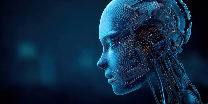 Futuristic Robot Head Showcasing Advanced Technology and Design Aesthetics