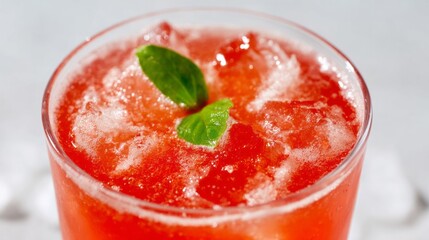 Icy crimson elixir, summoning ancient Midsummer revelries, infuses tantalizing strawberry effervescence with minty whispers for Solstice enchantment