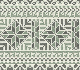 Mosaic tiles seamless pattern composition with traditional Palestinian motif. Editable vector background for print, background, web, wrapping.