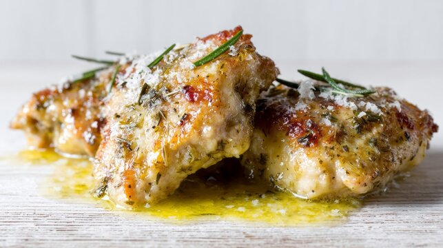 Juicy herb-crusted chicken glistens with rosemary-infused zest, ideal for Midsummer feast or Garlic Day celebration