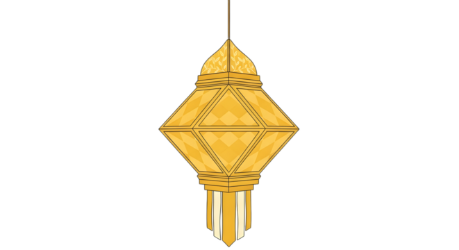 Hanging paper lantern isolated on transparent background