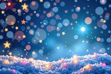 Abstract winter wonderland: shimmering snow, twinkling stars, festive Christmas spirit, season, holiday, dark
