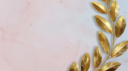 Elegant golden olive branch rests on marble, evoking Olympic victories and the autumn festival of Diwali's light