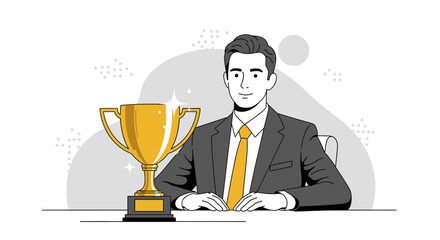 Successful Professional Celebrating Achievement and Receiving a Golden Award