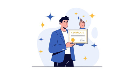 Successful Professional Celebrating Achievement with a Certificate of Excellence and Recognition