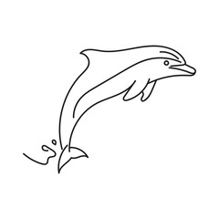 Leaping Dolphin Vector Line Art Illustration. Minimal Outline Marine Animal Logo or Icon.