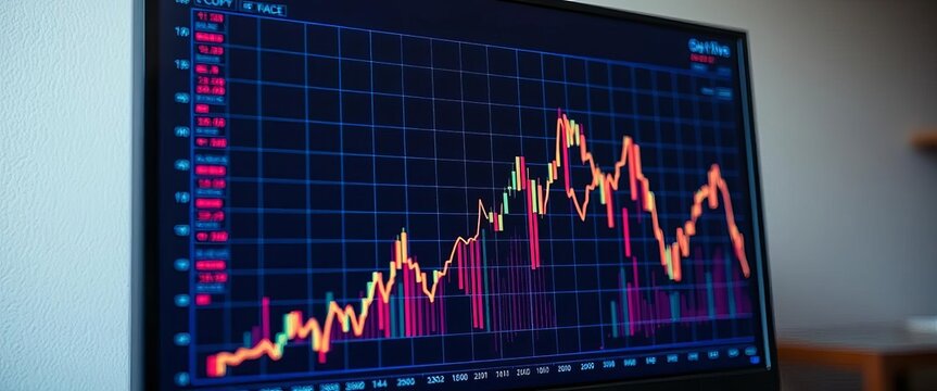 A chaotic downward trending graph on a computer screen,  default,  investment