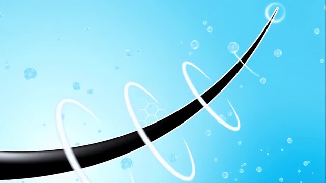 Oily scalp and clogged follicles cause weak hair. Blue foam removes sebum buildup, boosting strong regrowth. 3D cross-section, deep care.