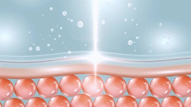 hyaluronic acid absorbs to skin layer. 3D rendering.
