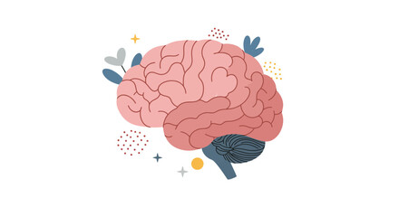 Boost your mental well-being with this brain illustration, a visual aid for psychology, neurology, and mental health awareness campaigns and projects