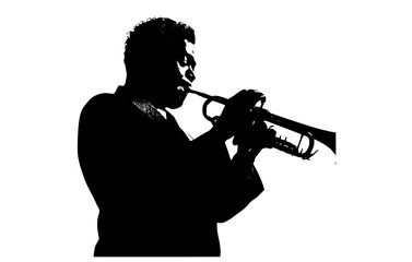 a silhouette of a man playing a trumpetblack, instrument, man, photo, play, profile, trumpet  © Alloca Design Studio