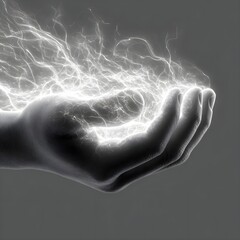 Energetic hand emitting electric sparks