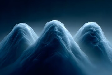Ethereal mountain peaks shrouded in mist and shadows