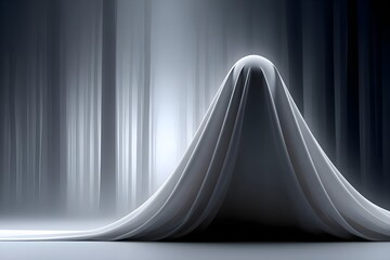 Ethereal figure draped in flowing fabric in a misty forest