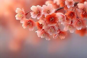 Delicate cherry blossoms in soft pastel hues