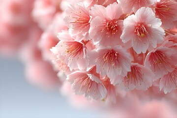 Delicate pink cherry blossoms in full bloom
