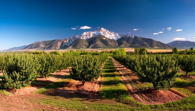 Peach Groves Of Palisade Colorado With Mt Garfield