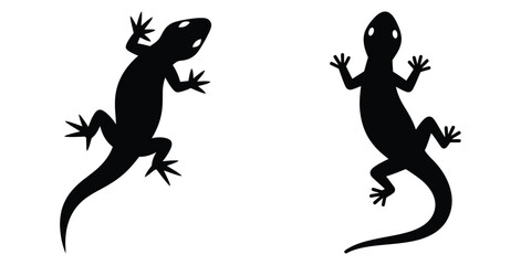 Obraz premium lizard silhouette pets vector icon set