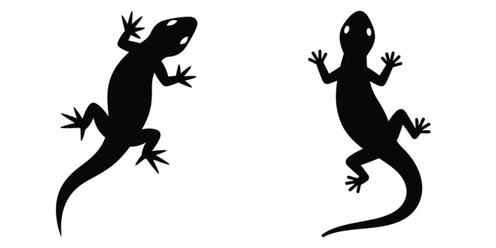 lizard silhouette pets vector icon set
