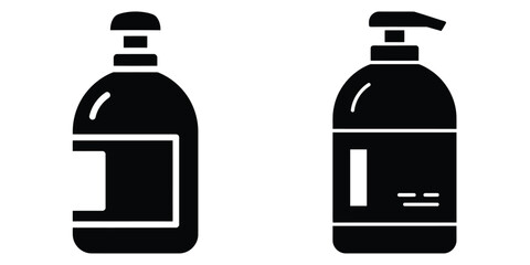 pet shampoo bottle silhouette pets vector icon set