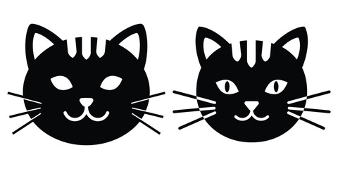 Fototapeta premium cat face silhouette pets vector icon set