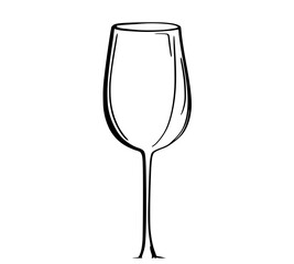 a simple line drawing of a wine glassblack, cup, illustration, liquid, profile, white, wine, wine glass 